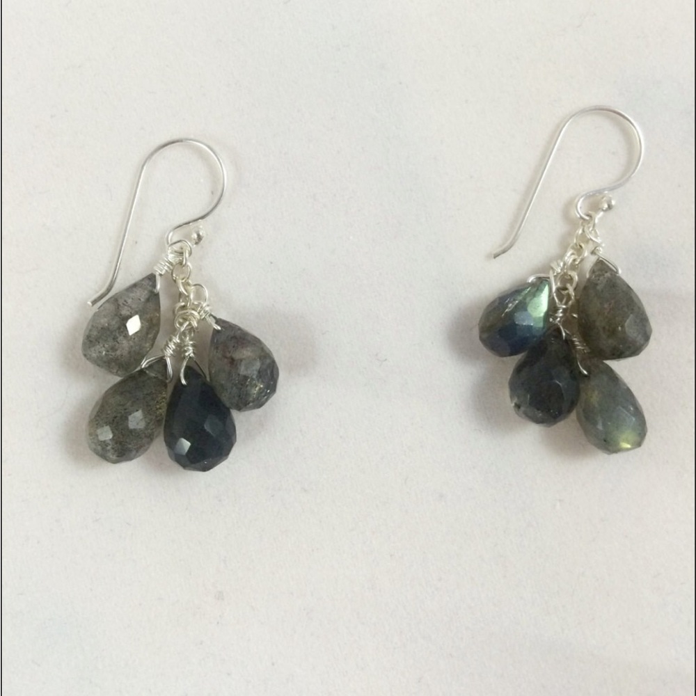 Four Drop Labradorite Sterling Silver Earrings